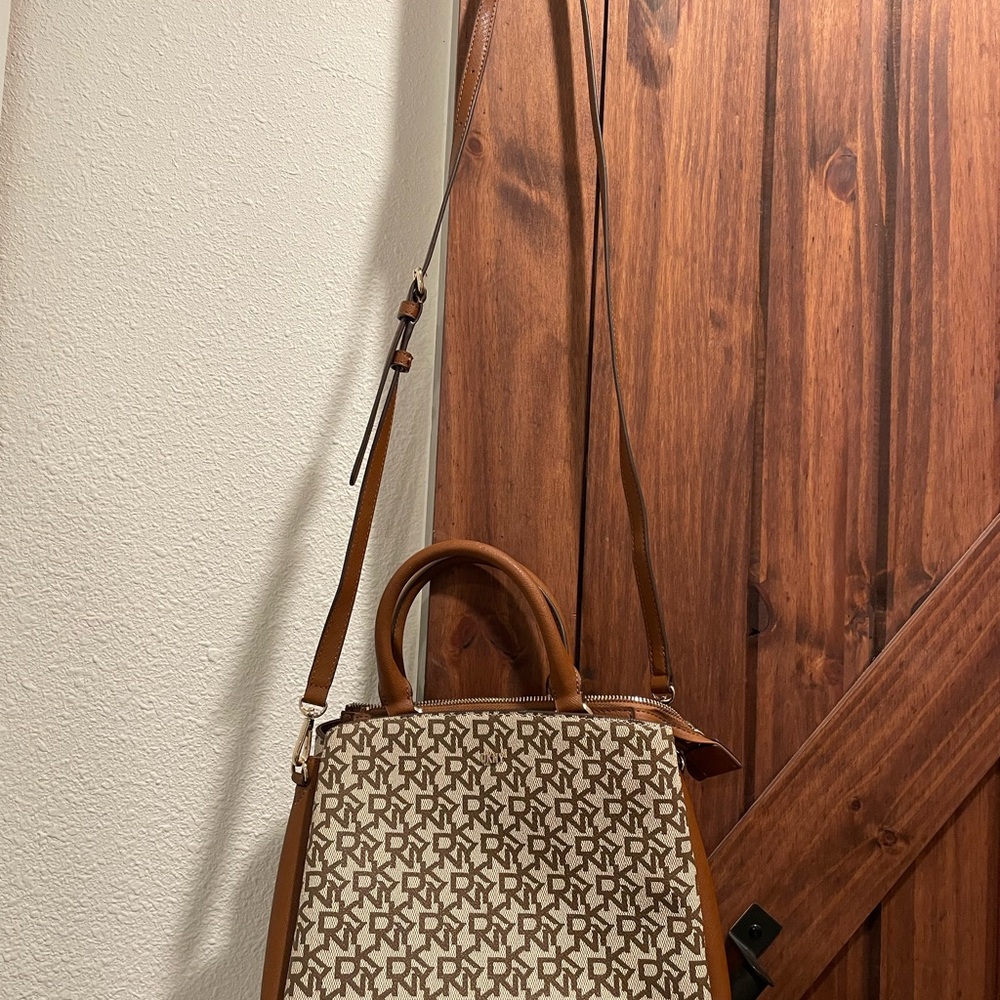 DKNY Brown and Cream Crossbody Bag